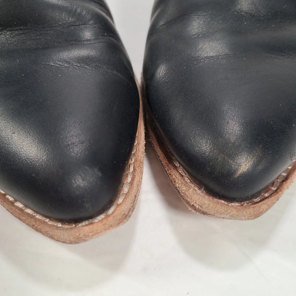 Madewell The Brady Lowcut Black Leather Boho Coastal Cowgirl Bootie Women Size 7